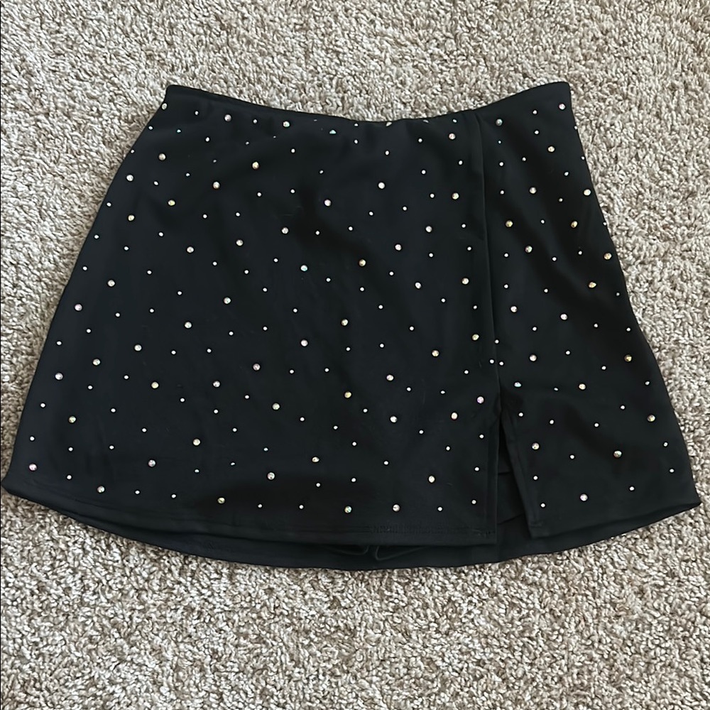 Wild Fable Black Skort with Pearl Details